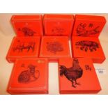 Set of eight Royal Mint half ounce boxed silver proof coins, representing different animals of the