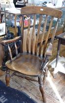 Victorian ash and elm farmhouse kitchen armchair