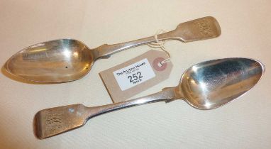 Pair of George IV silver tablespoons, hallmarked for Exeter 1820, maker George Ferris, approx weight