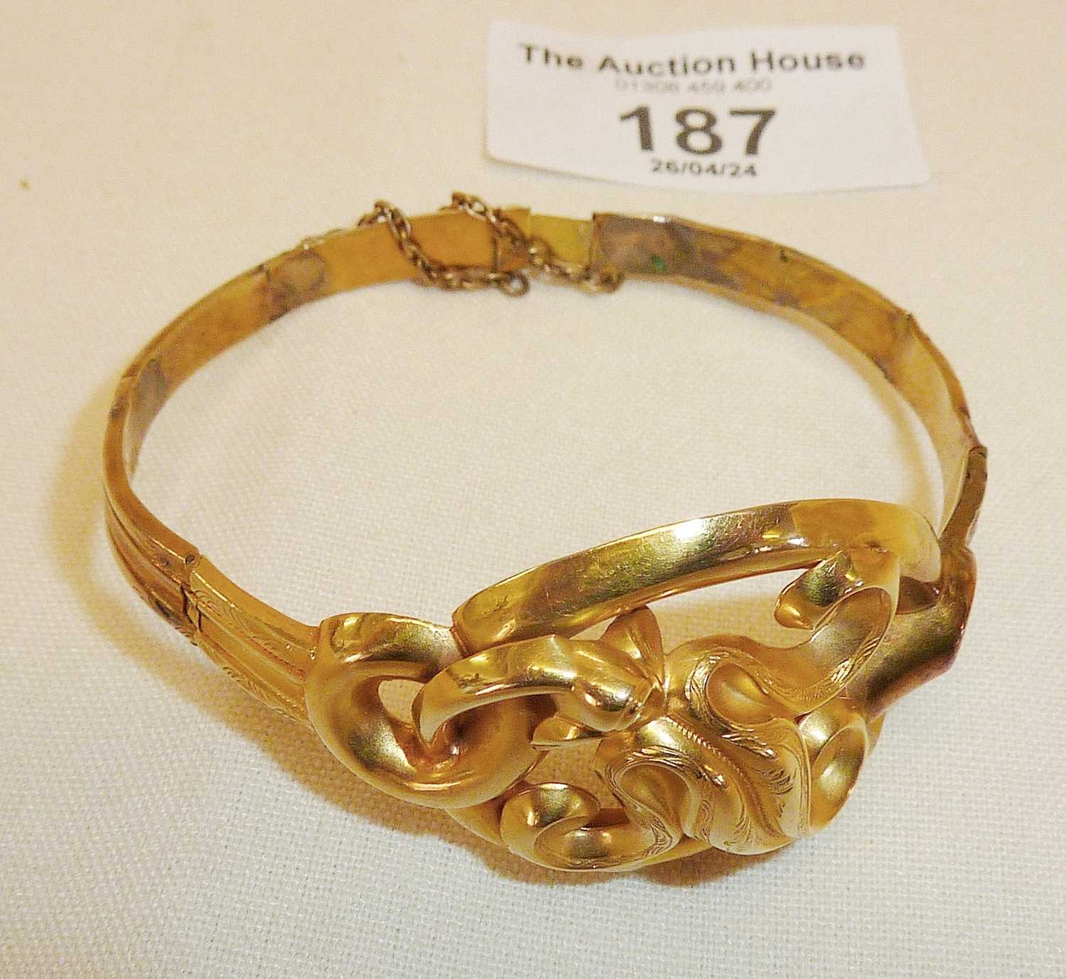 French 18ct gold Belle Epoque Art Nouveau style 19th c. bracelet, some repairs, has eagle's head