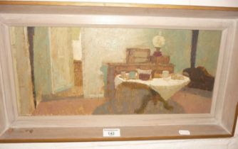 Lionel BULMER(1919-1992) oil on board titled 'Cottage Interior' (purchased by Sir Ifor Evans from