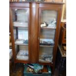 Edwardian inlaid mahogany two door display cabinet, size approx. 160cm high x 97cm wide