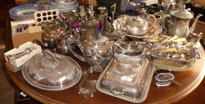 Very large quantity of silver plated ware , inc. tea sets, entree dishes, cruets and cutlery