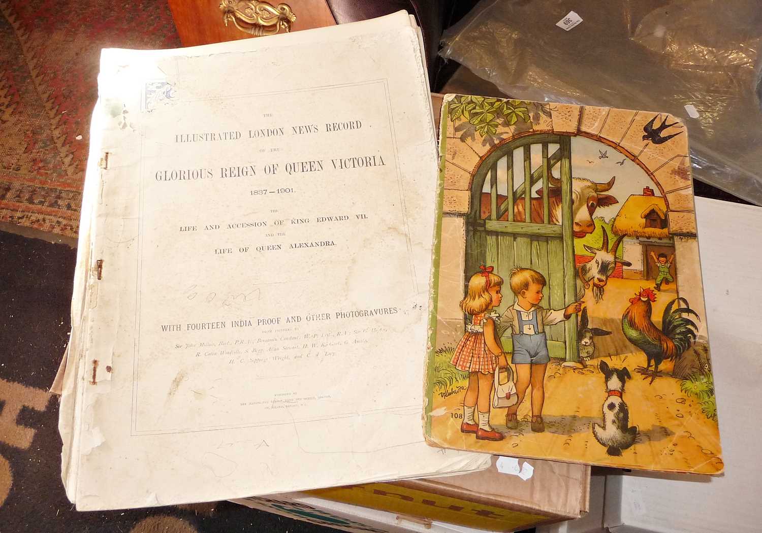 Illustrated London News Record of Queen Victoria's Reign and a part pop-up children's book of a