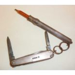 Silver cased pocket knife - blades marked as Hill & Son Haymarket, case hallmarked for Sheffield