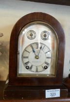 19th century dome top mantle clock by Listertons of Newcastle, a silvered dial with seconds and