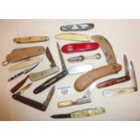 Penknives and folding pocket knives including a 1945 Wade and Butcher Jack knife, a silver and