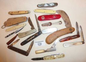 Penknives and folding pocket knives including a 1945 Wade and Butcher Jack knife, a silver and