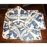Set of 8 hand painted 16th c. Portuguese tiles