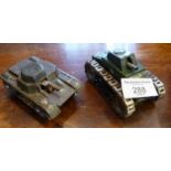 Two early tin plate clockwork army tanks G.W.O.