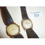 Two 9ct gold cased men's wrist watches, makers Bentina and J W Benson