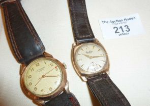 Two 9ct gold cased men's wrist watches, makers Bentina and J W Benson