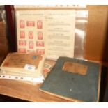 Schoolboy stamp album, postal history interest stamped envelopes, old album containing wax seals,