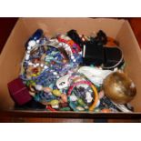 Box of assorted vintage and modern costume jewellery