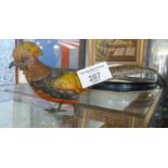 A signed Austrian cold painted bronze pheasant, 8" long