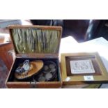 Leather jewellery box and contents, inc. half crowns, a Rotary wrist watch (A/F), together with a