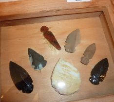 Neolithic stone implements, arrow heads etc