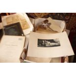 Collection of assorted albumen print photographs, 3 Victorian x-ray plates, engravings of "The