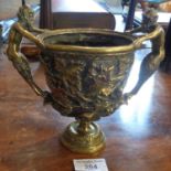 19th century Italian burnished bronze chalice with classical relief foliate decoration and satyr