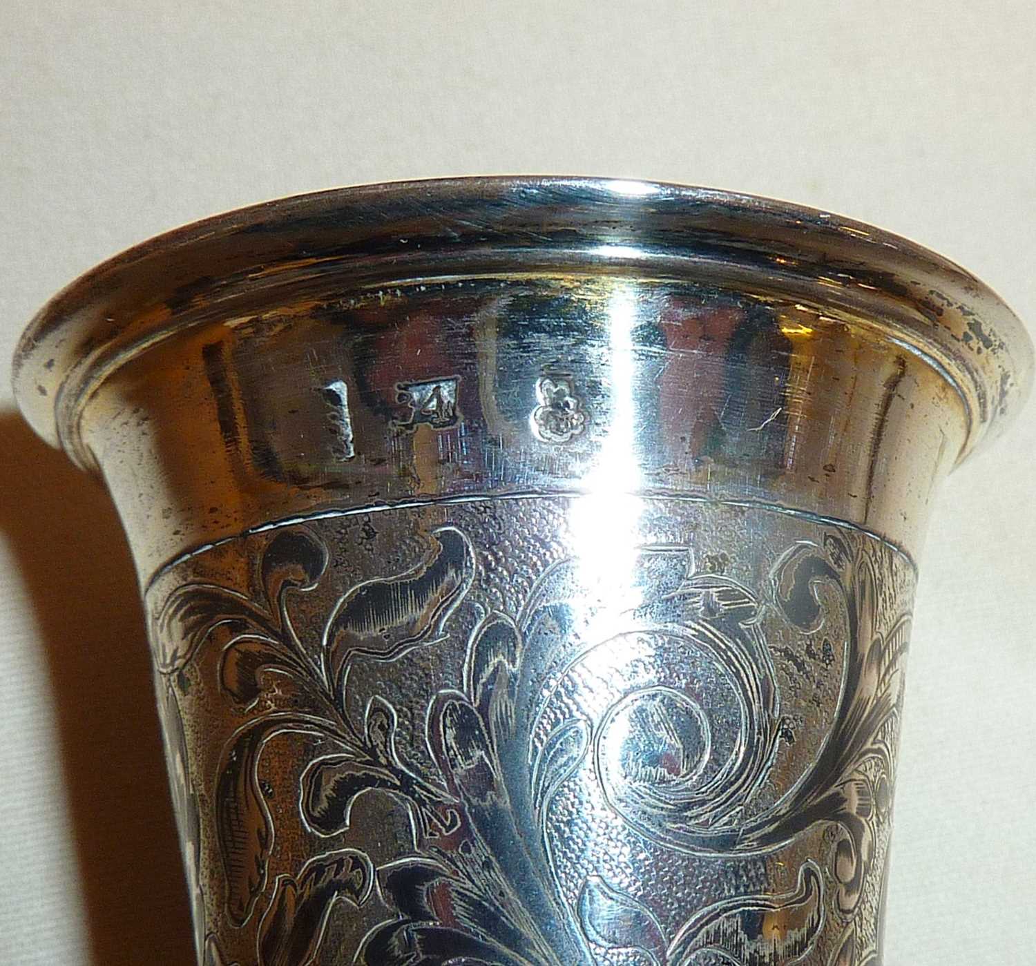 Russian silver gilt and niello champagne cup, c. 1850's. Approx. 15cm high and 108g. Fully - Image 2 of 3