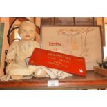 Composite baby doll, St. John's Amblance illustrated bandage, Franklyn's Fine Shagg advertising