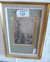 A late Rembrandt etching of the Crucifixion, 10cm x 7cm image size