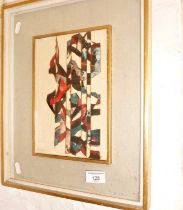 Thomas ERMA (1939-1964) a mixed media and watercolour collage of abstract composition signed and