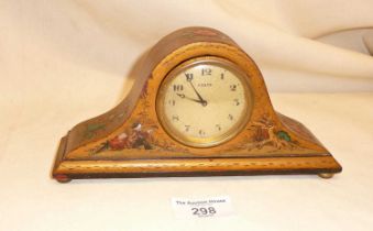 Small 1930s chinoiserie lacquer mantle clock