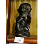 Tribal Art: African weighted and black painted plaster male fertility figure, 7" high