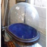 Victorian oval glass dome on stand (repair to rear)