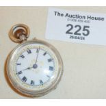 Antique silver ladies pocket watch with enamel dial