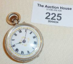 Antique silver ladies pocket watch with enamel dial