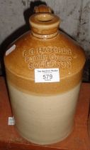 Stoneware flagon with impressed mark for F.G. Hatcher of Somerton