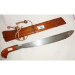 Kachin Dao Burmese sword in wooden scabbard (approx. 43cm long) - please note this item cannot be