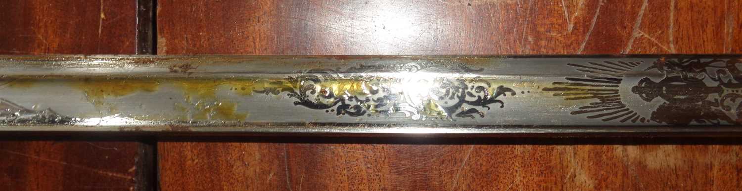 Naval Officer's sword and scabbard, 1827, pattern stamped Friedberg & Co. of Portsmouth, with - Image 6 of 9