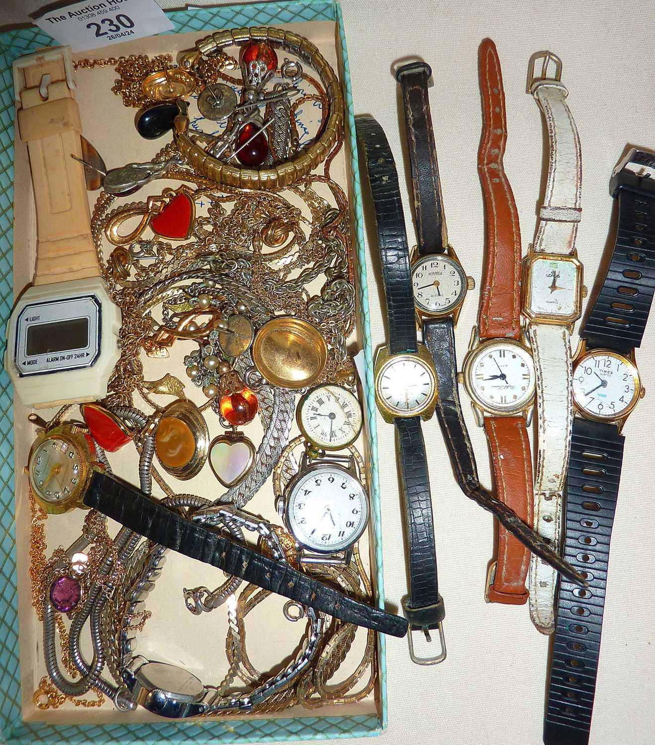 Vintage costume jewellery and wrist watches