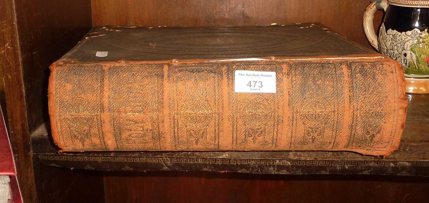 Large Victorian leather and brass bound family bible