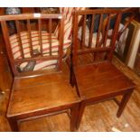 Pair of Georgian oak country dining chairs