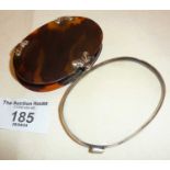 Georgian silver and tortoiseshell loupe type magnifying glass, approx. 7cm long