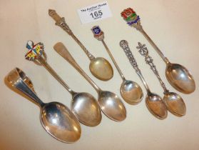 925 and lower grade silver and enamel spoons (combined weight approx. 83g), together with a silver