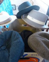 Vintage clothing: assorted Gent's summer trilby hats
