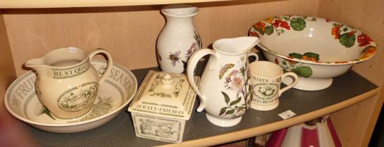 Portmeirion jug and vase, Bridgewater Country House jug and bowl, butter dish, etc., Poole