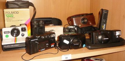 Seven various cameras and three pairs of pocket binoculars