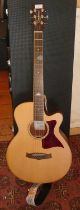 A Tanglewood Premier 6 string acoustic guitar, model no. TW145 SS CE, with case, as new