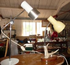 1960's Modernist Italian desk lamp by Prova and another desk lamp on an antler base