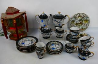 Ceramics to include Japanese tea wares and a Chinese style lantern.