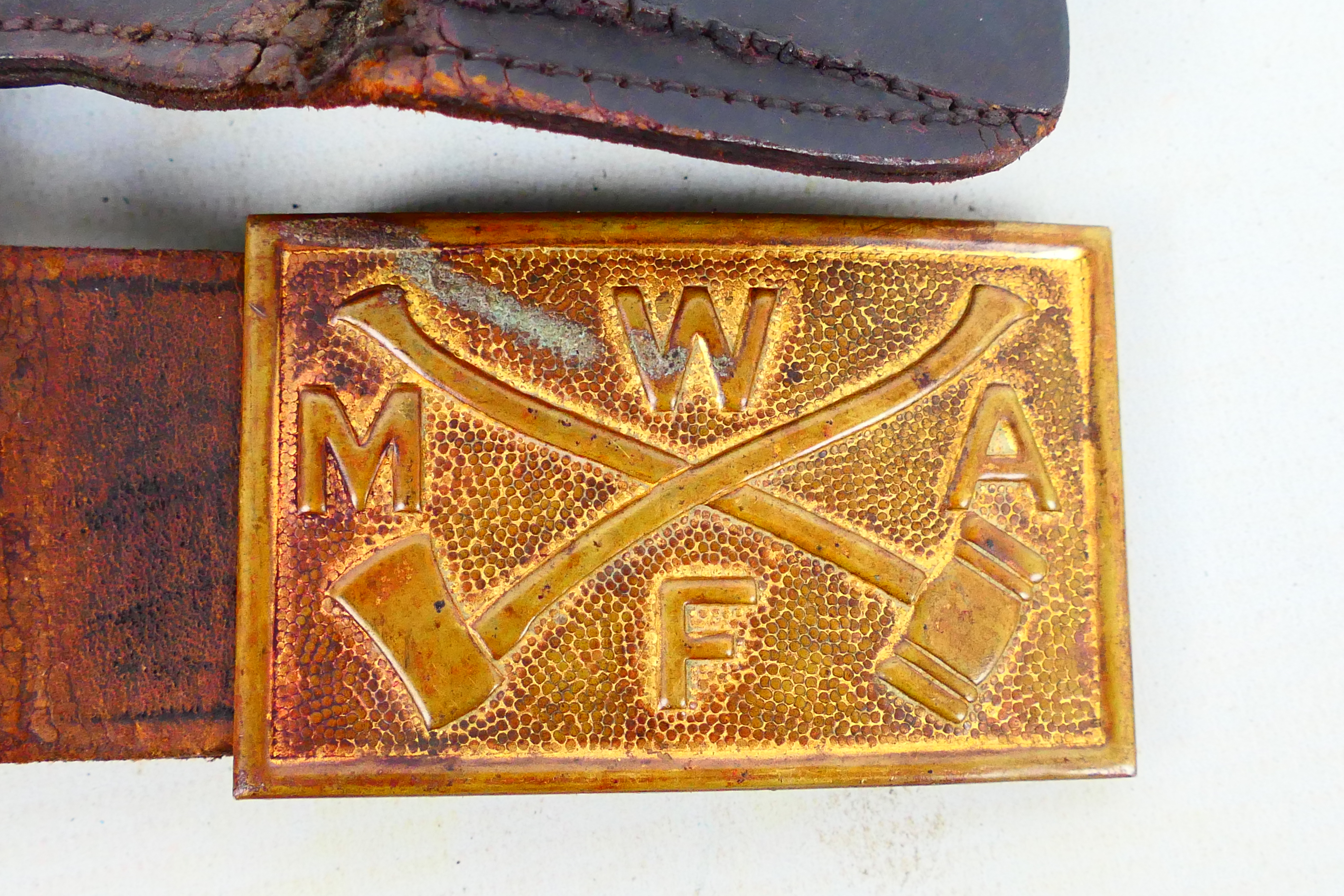 An antique leather belt with American forestry belt buckle. - Image 2 of 4