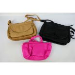 3 x handbags and shoulder bags. Lot includes a leather beige shoulder bag.