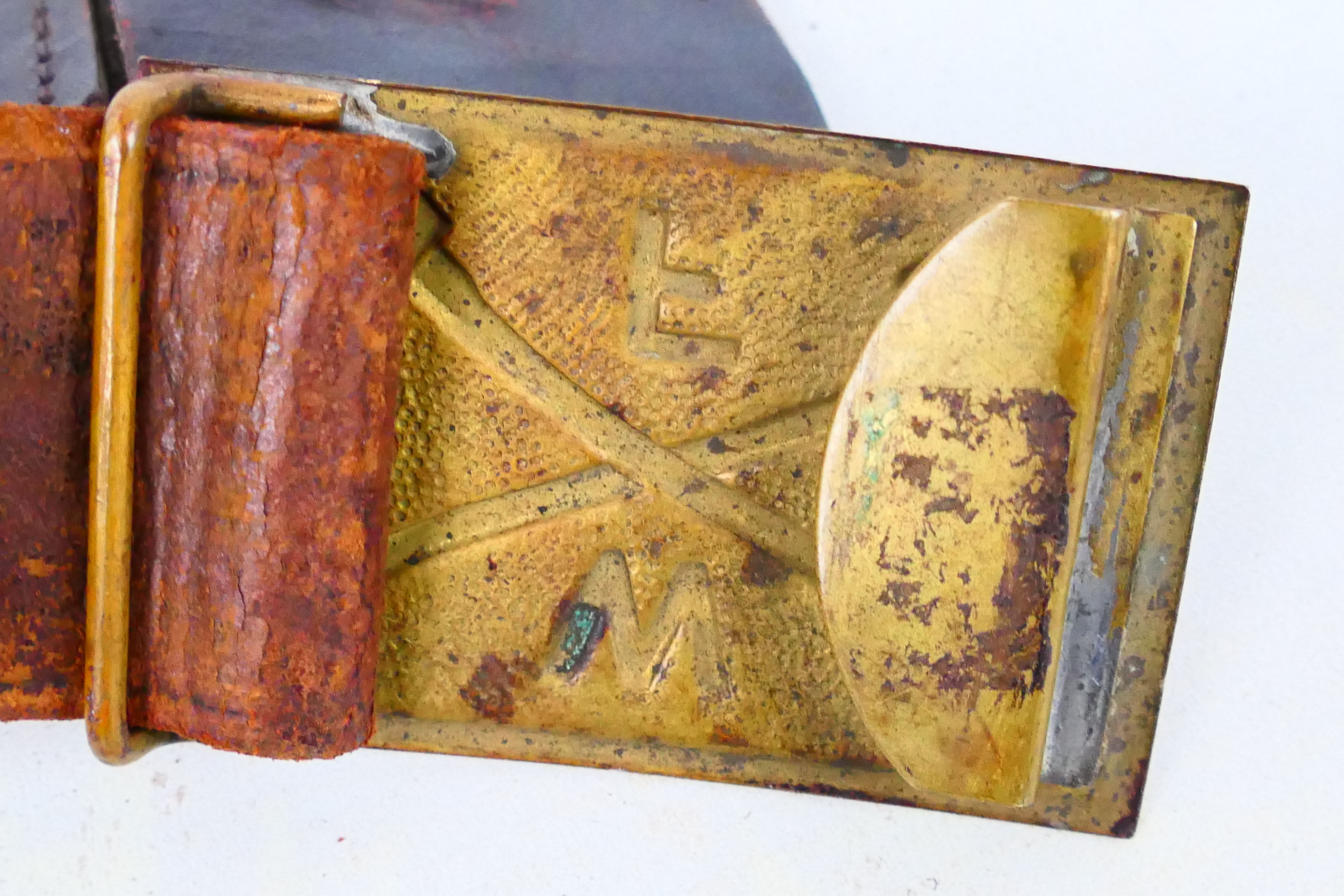 An antique leather belt with American forestry belt buckle. - Image 4 of 4