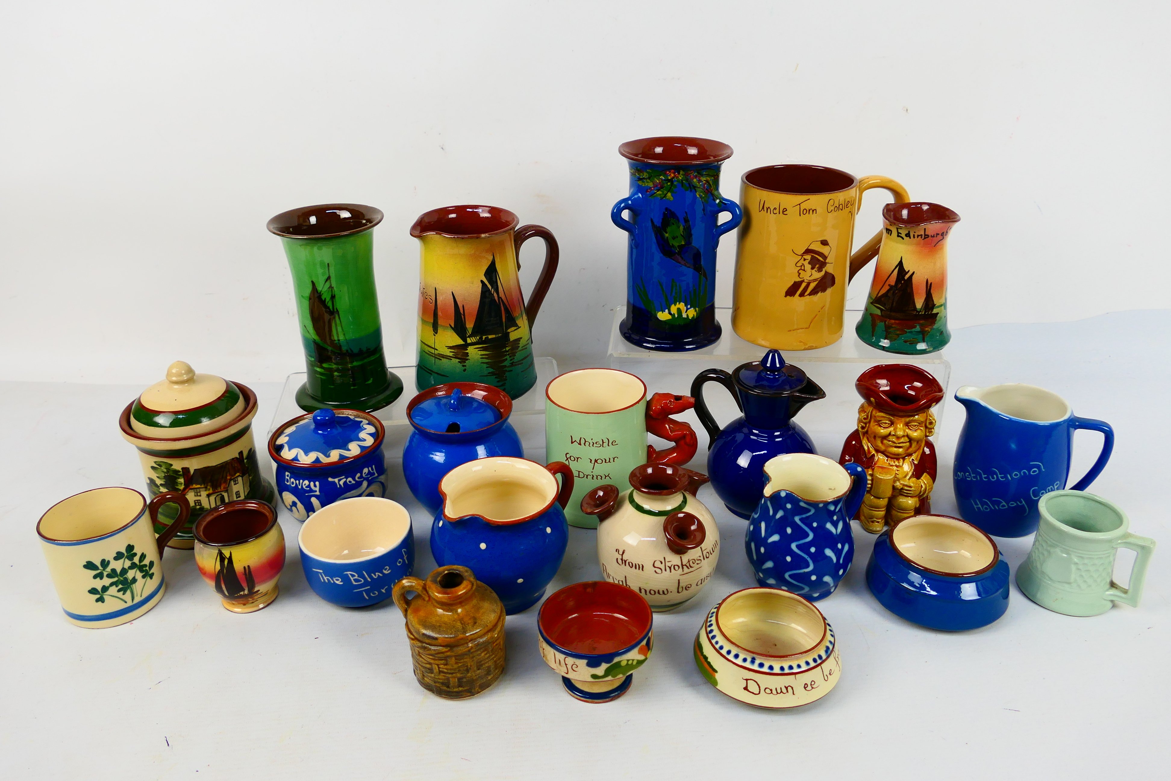 A collection of Torquay pottery wares to include bowls, jugs, cups and other, various manufacturers. - Image 9 of 20